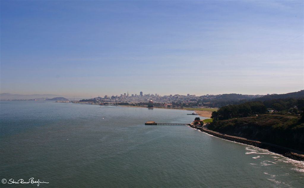 San Francisco seen from south end of Golden Gate bridge