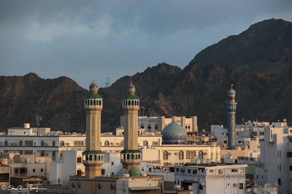 Minarets on Mutrah skyline in the early morning