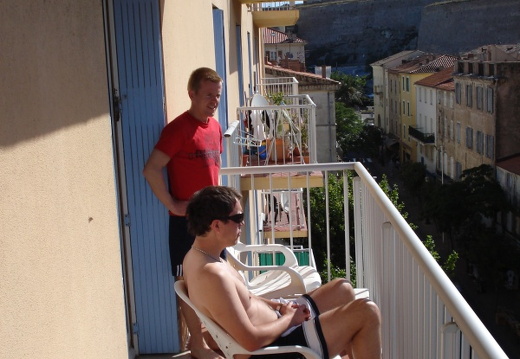 Harald and Øyvind on the balcony