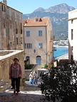A travller is reaching the top of the citadel in Calvi