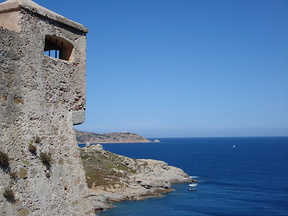 A view along the cost to the west of the Calvi citadel