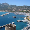 The harbour and beach in Calvi as seen from the citadel