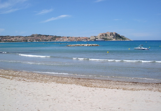 Calvi and the citadel seen from up the beach
