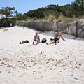 White sand, white people: Harald and Øyvind at Calvi beach