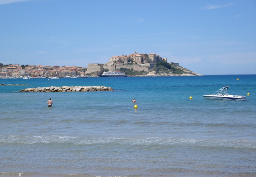 The Calvi citadel as seen from the beach