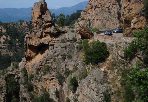 Hazardous road near Los Calanques on Corsica
