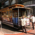 Cable car being turned around at Powell station