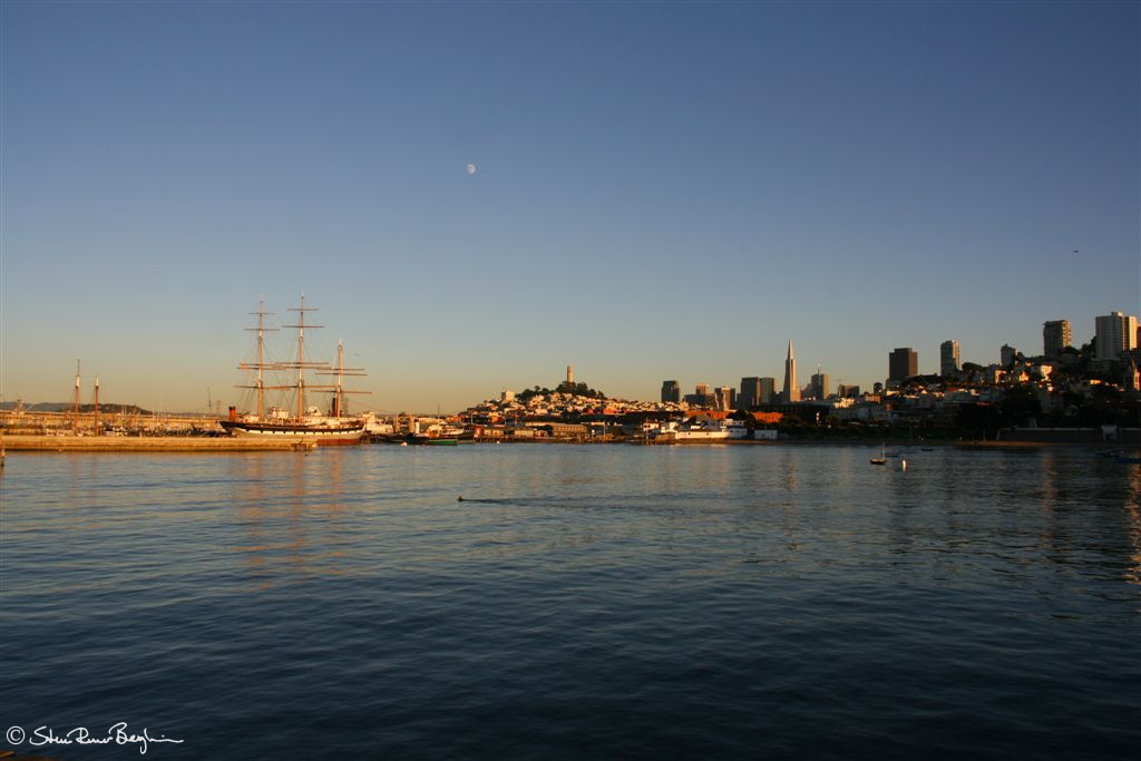 City view by sunset