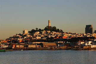 City view by sunset