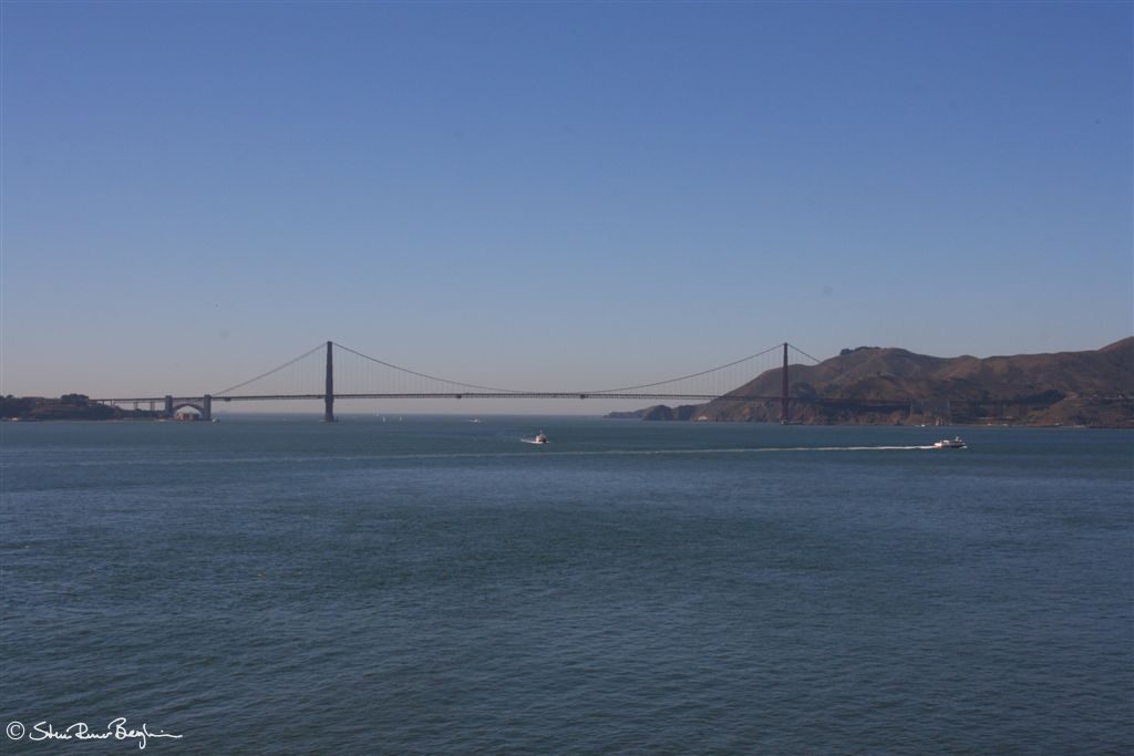 Golden Gate bridge seen from Alcatraz