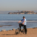 Idar on his bike in front of Alcatraz
