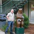 Idar next to camera-bear at Cedar Lodge