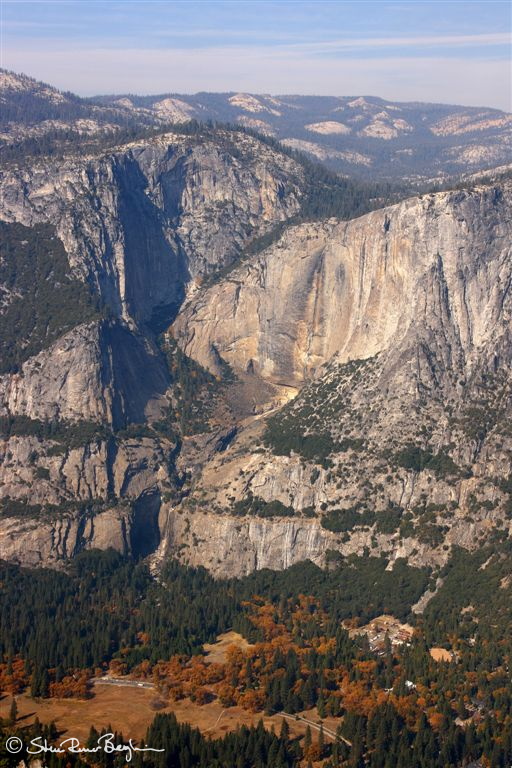 The dried-out Yosemite Falls