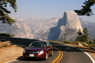 Idar driving on the road from Glacier Point