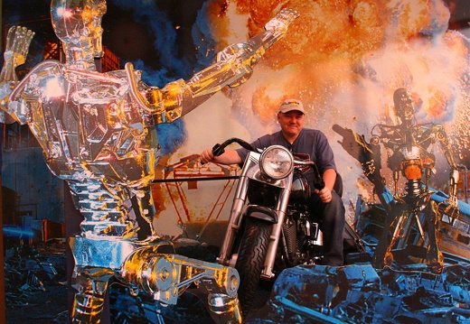 Idar taking Terminator's motorcycle for a spin