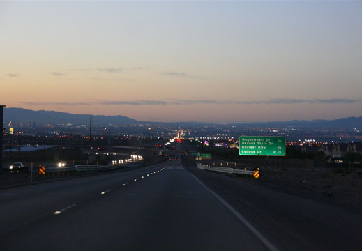 Entering Las Vegas at sunset