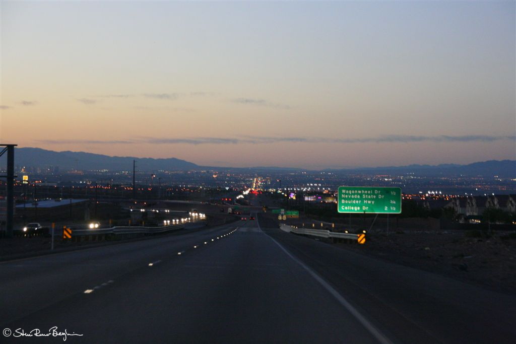 Entering Las Vegas at sunset