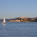 Sail boat passing in front of Alcatraz