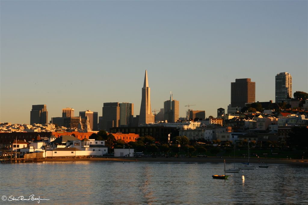 City view by sunset