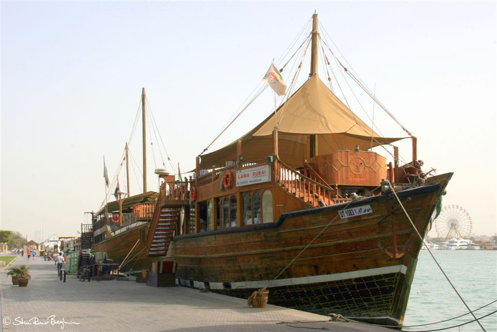 Dhow docked by Dubai Creek