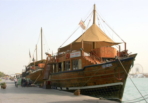 Dhow docked by Dubai Creek