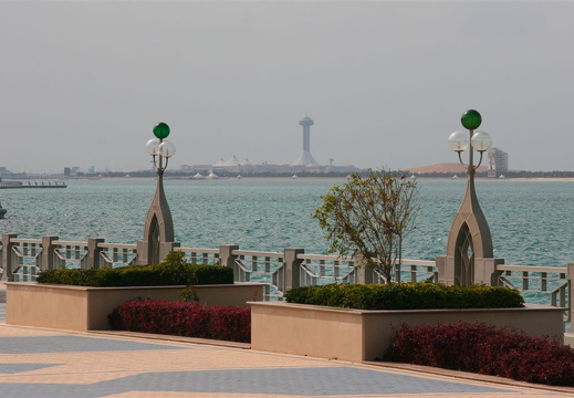 Detail from the Corniche with Lulu Island and Marina Mall in the background