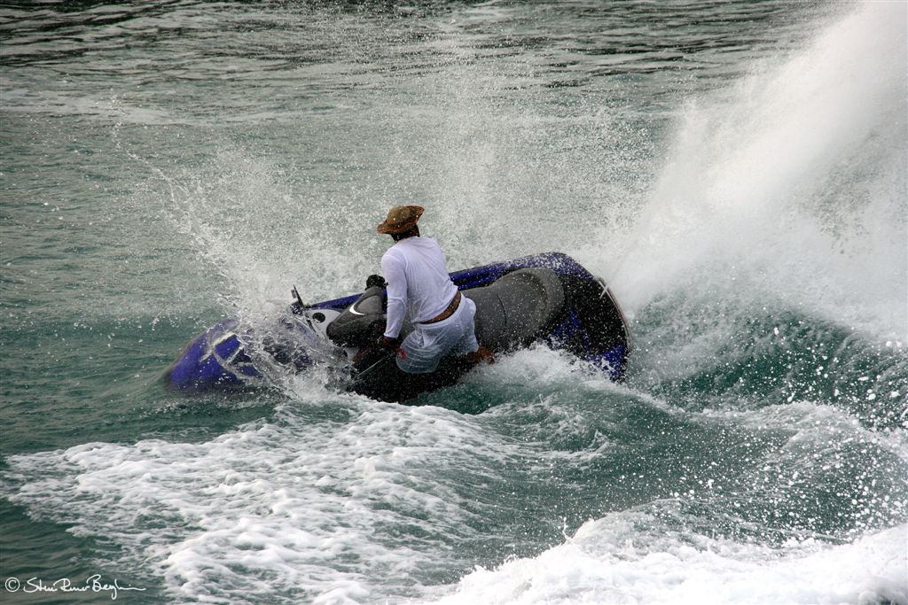 Water jet enthusiast splashing about