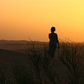 Hanne i solnedgong i Liwa