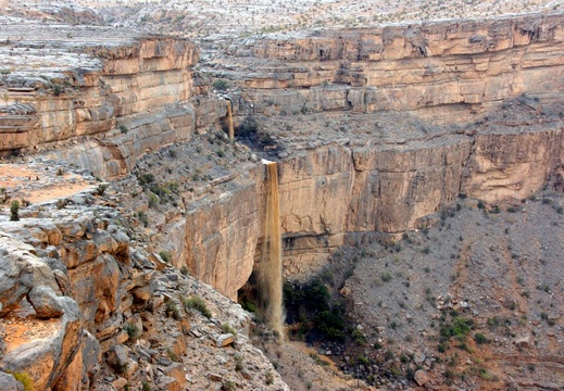 Waterfall on Jebel Shams after heavy rains