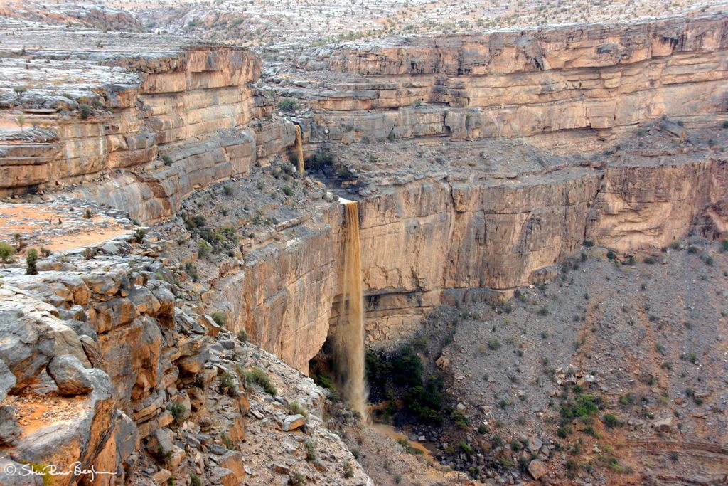 Waterfall on Jebel Shams after heavy rains