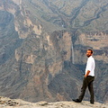 Kyrre in front of a waterfall on Jebel Shams