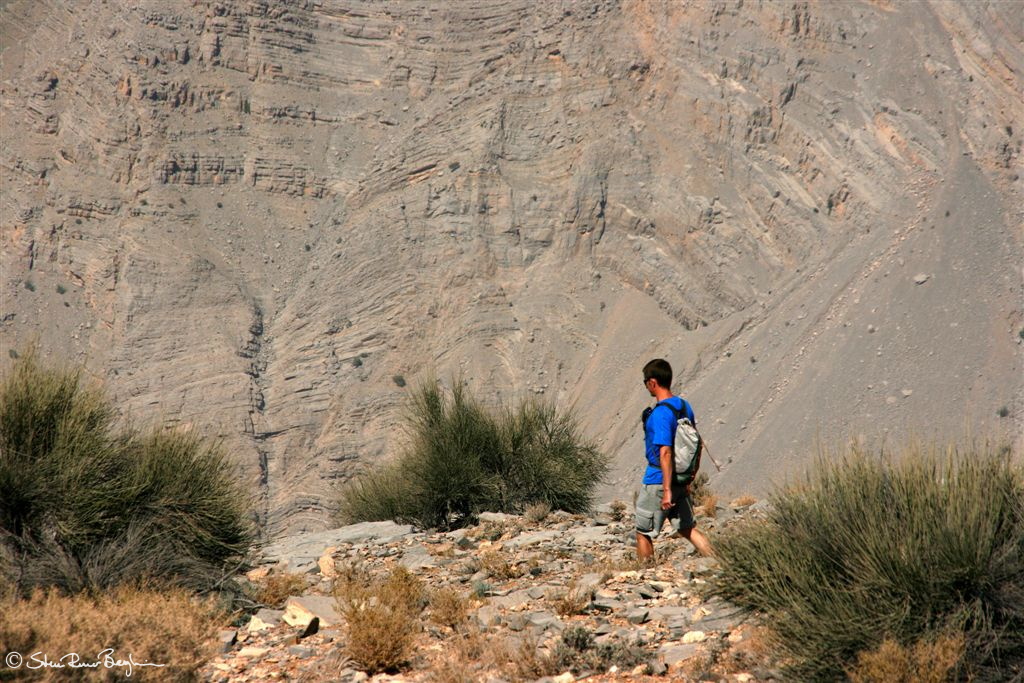 CJ walking towards the edge of Wadi Galilah