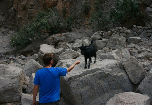 Chad Jerry feeding Belsebub the goat