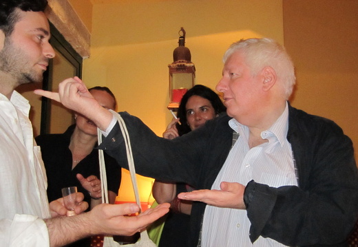 Gordon doing his leprechaun trick on Antonio