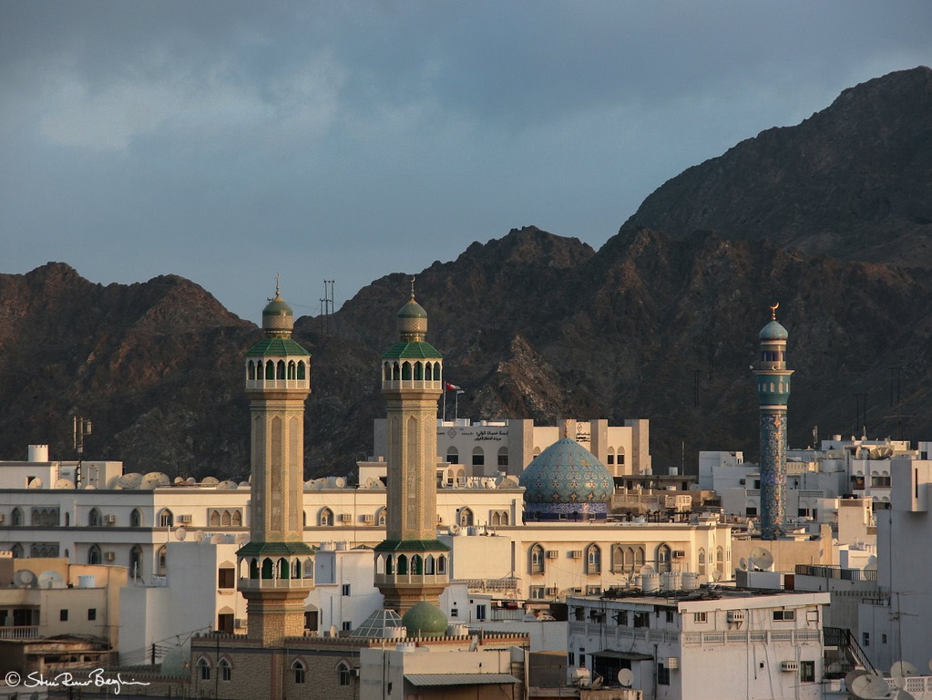 Minarets on Mutrah skyline in the early morning