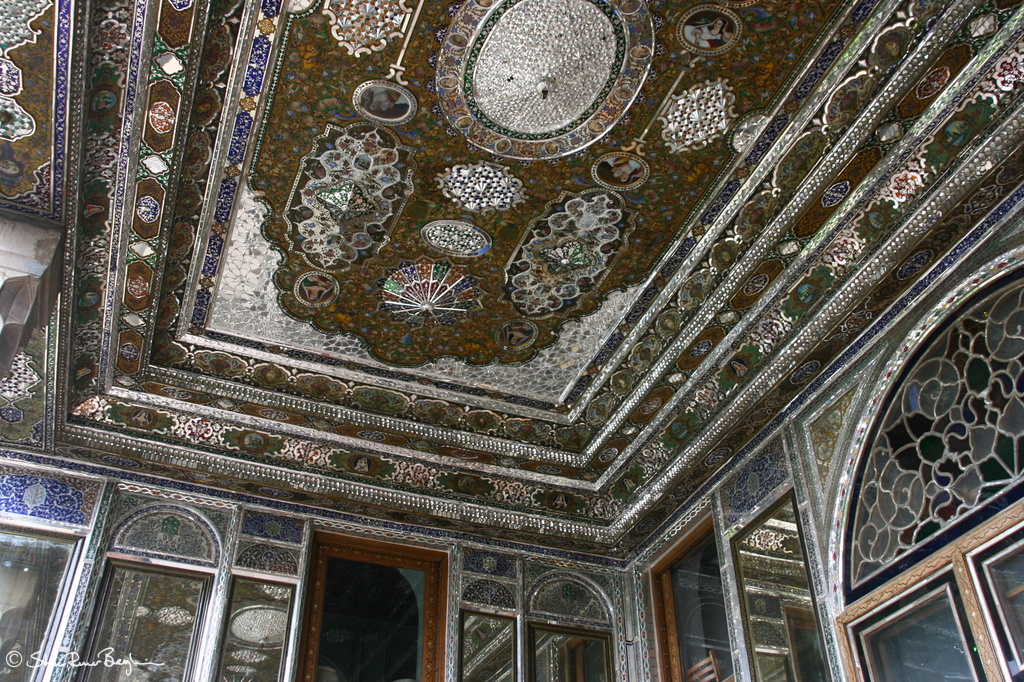 Ornate ceiling at Naranjesten-e Ghavam