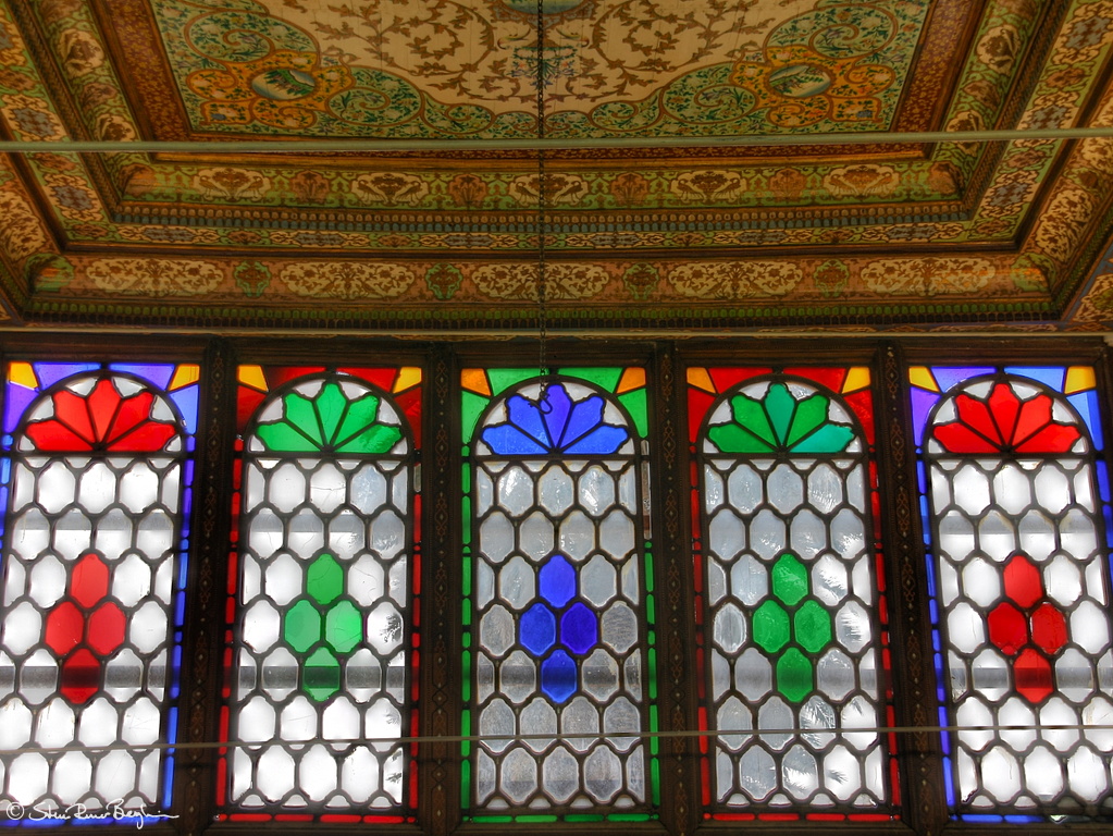 Stained glass windows at Naranjesten-e Ghavam
