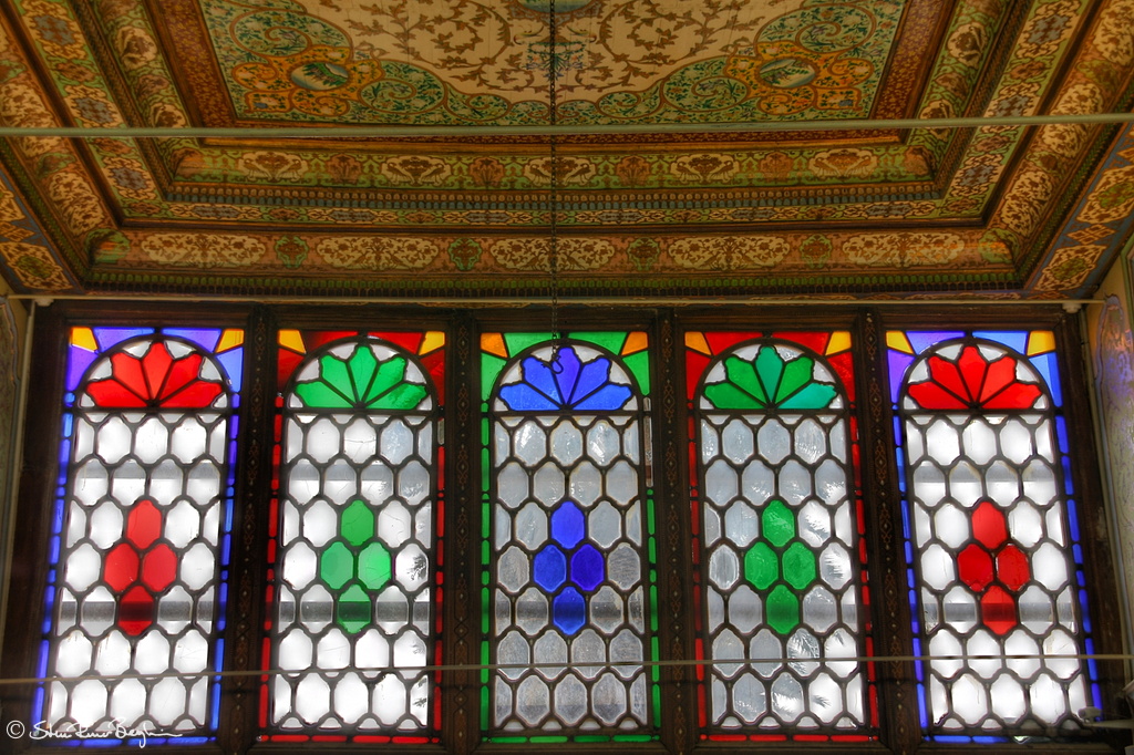 Stained glass windows at Naranjesten-e Ghavam