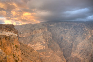 Richly coloured evening sky over Jebel Shams