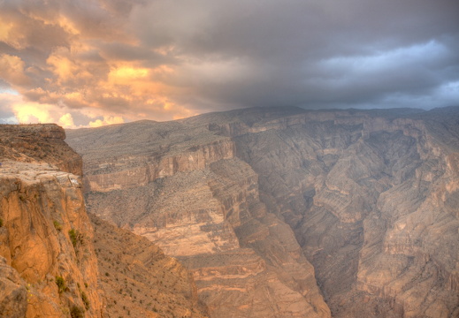 Richly coloured evening sky over Jebel Shams