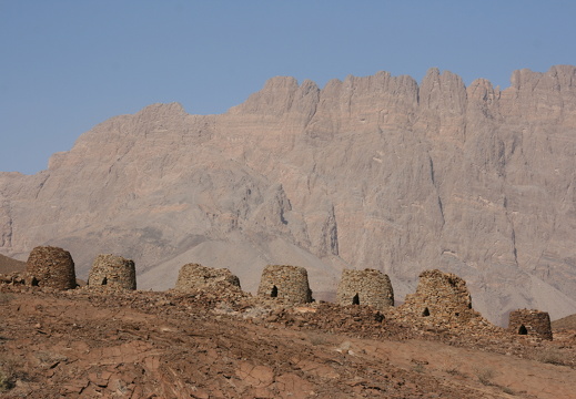 Beehive tombs on ridge below Jebel Khawr at Al Ayn, Oman