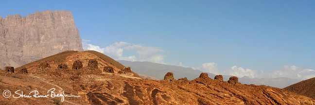 Beehive tombs on ridge below Jebel Khawr at Al Ayn, Oman