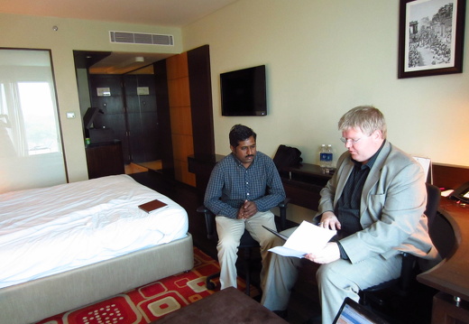 Doing interviews in the hotel