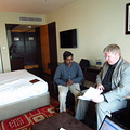 Doing interviews in the hotel