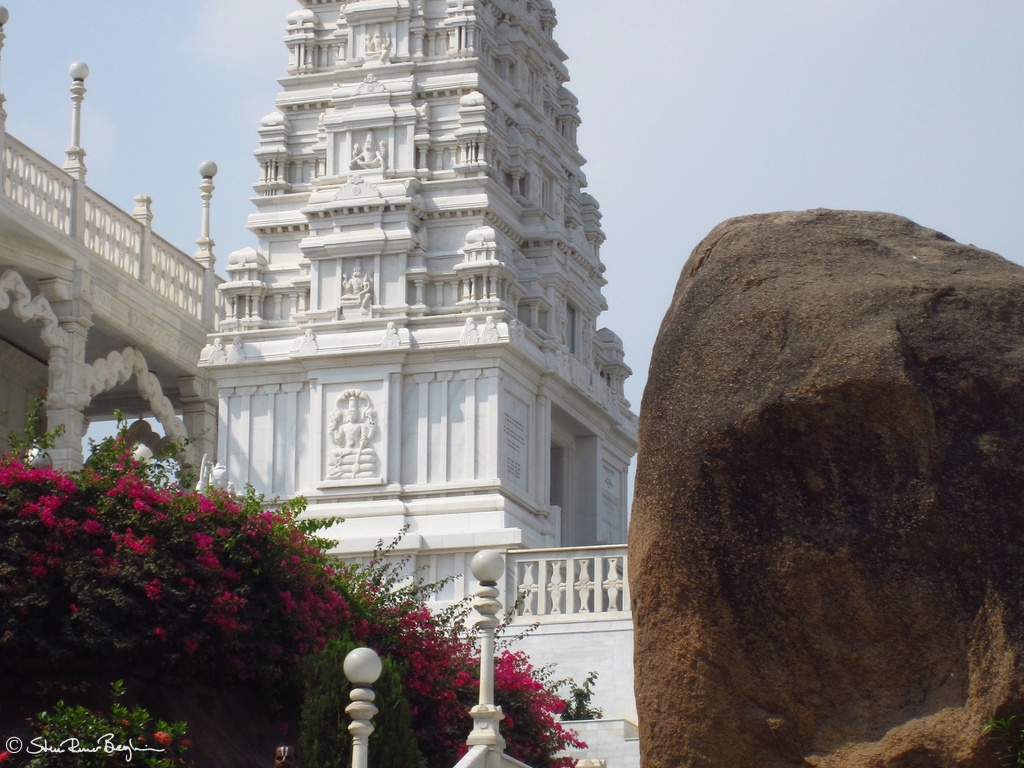 Man descending steps from Birla Mandir