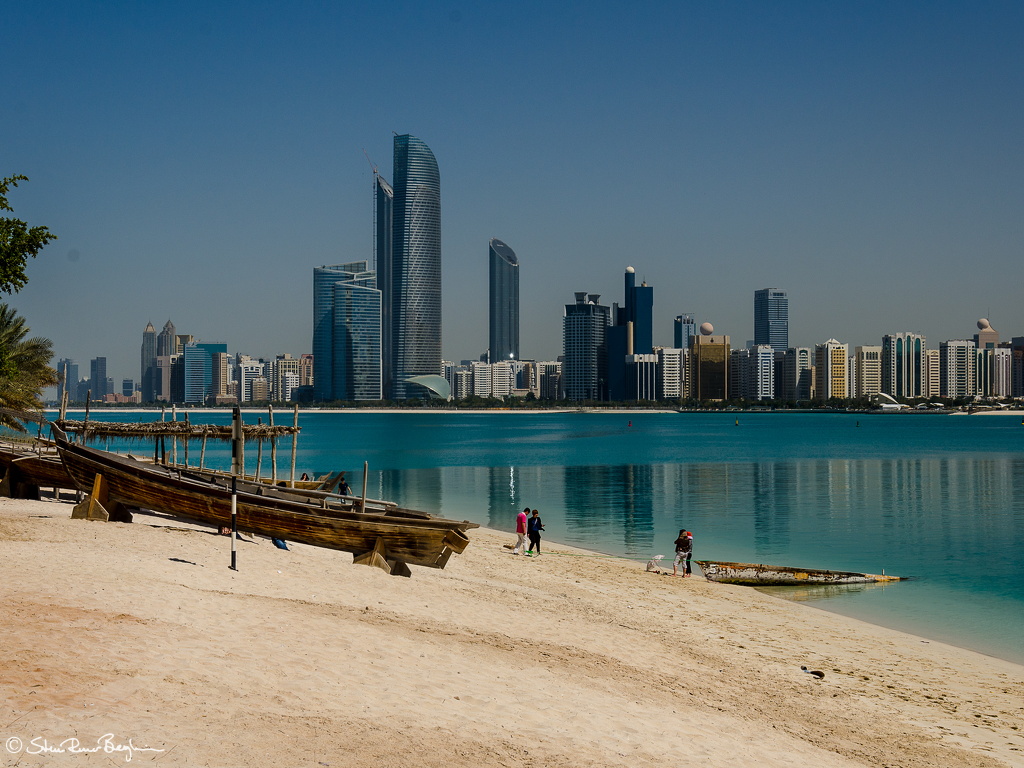 Abu Dhabi Corniche seen from the Heritage Village