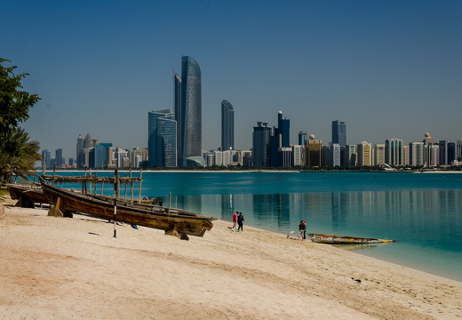 Abu Dhabi Corniche seen from the Heritage Village