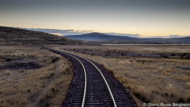 Train tracks across the Pervuian altoplano