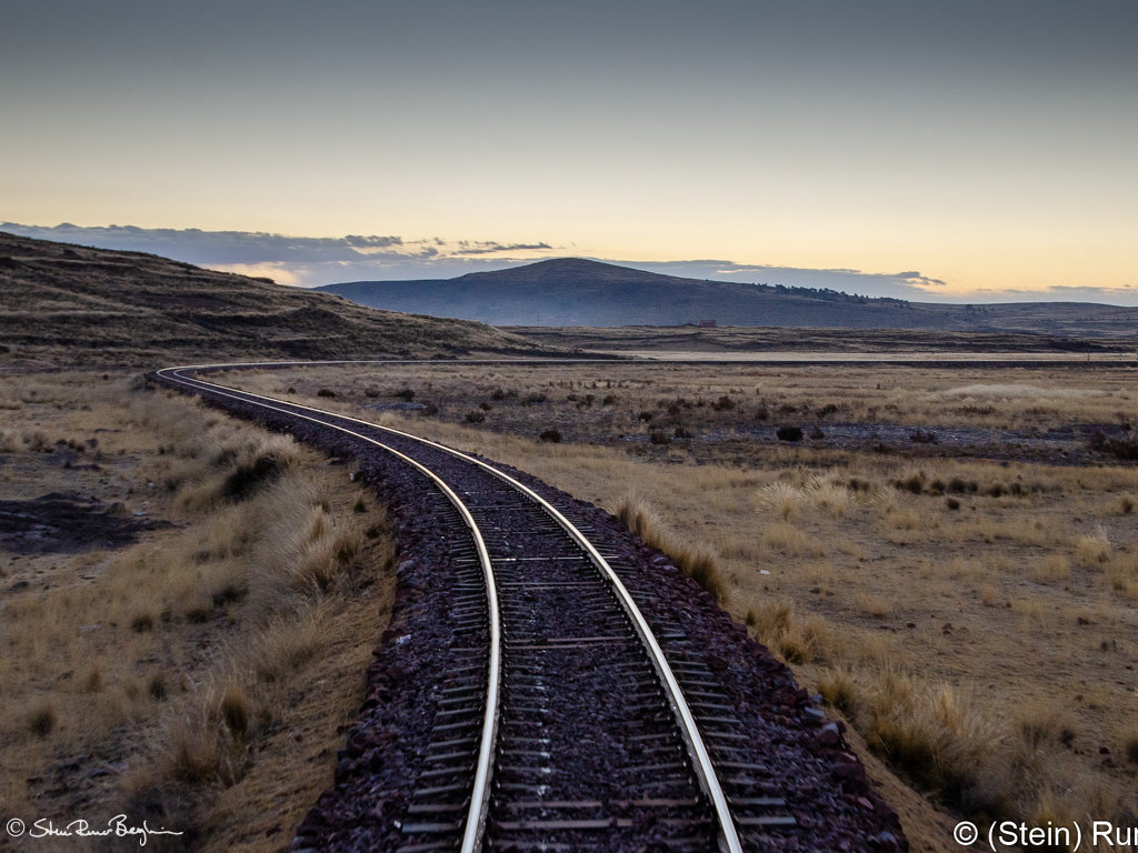 Train tracks across the Pervuian altoplano