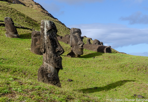 Moai on the southern slope of Rano Raraku